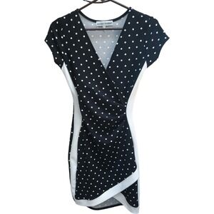 Almost Famous Black & White Body Contouring Dress Size S Polka Dot